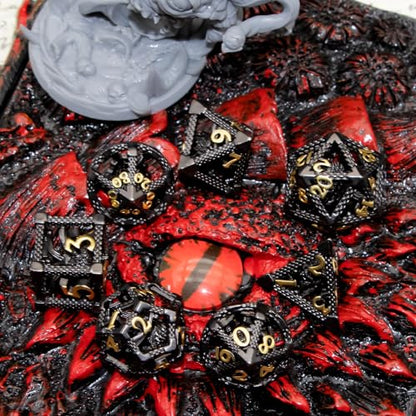 DND Dice,HNCCESG Beholder'S Eye DND Dice Set of 7PC,Dungeons and Dragons Dice for D&D Dice,Eye Monster Metal Dice for RPG Role Playing MTG Tabletop Board Games,Shadowrun Pathfinder(Eye-Black)