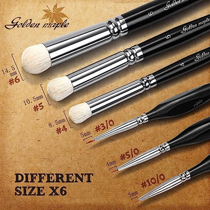Golden Maple Model Paint Brushes Dry Brush - 18PC Large Dry Brush Set with Miniature Detail Paint Brush Set 3/0 5/0 10/0 for Effortless Miniature Painting, Model - color: Deep Black
