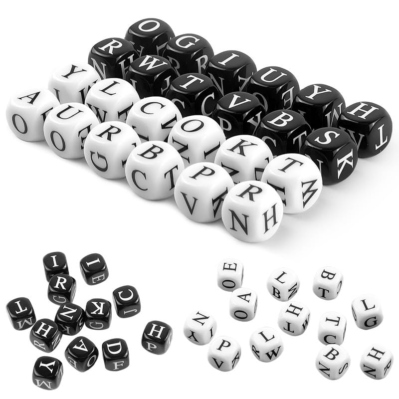 24 Pcs Dice Set, The Crossword Solitaire Game, 6 Sided Dice Crossword Creative Game, Two-Player Interactive Family English Letter Dice Games for Adults
