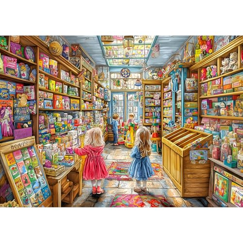 1000 Piece Puzzles for Adults, Jigsaw Puzzle of Nostalgic Toy Shop, Funny Puzzle, Perfectly Fitting Pieces, Home Decor Birthday Party Gift for Adults Seniors 27.5" x 19.7" - color: Nostalgic Toy Shop