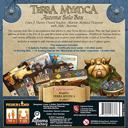Capstone Games Terra Mystica: Automa Solo Box Expansion for 1–2 Players | AI Opponent System, Modular Difficulty & Strategic Gameplay | Ages 14+ | 60–150 Min Playtime - style: Automa