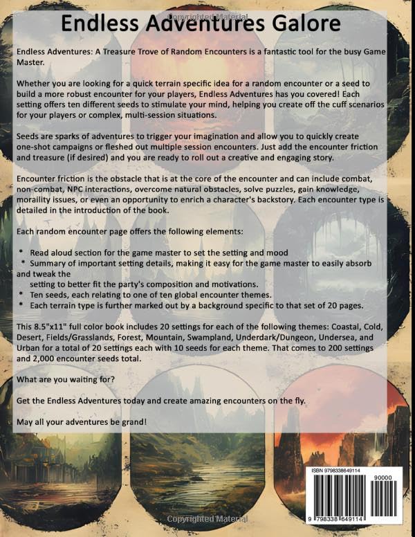 Endless Adventures: A Treasure Trove of Random Encounters for your TTRGP (Game Master Resource Guide Series)