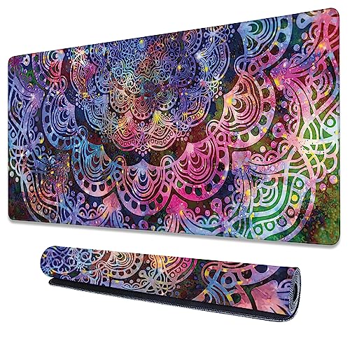 Large Mouse Pad Extended Gaming Desk Mat,Ancient Abstract Mandala Graphic Gaming Office Home Mousepad Keyboard Mouse Mat,Non-Slip Rubber Base 35.4x15.7 Inch Mousepads, U21KR-6M16-9R011 - color: Ancient Abstract Mandala Graphic