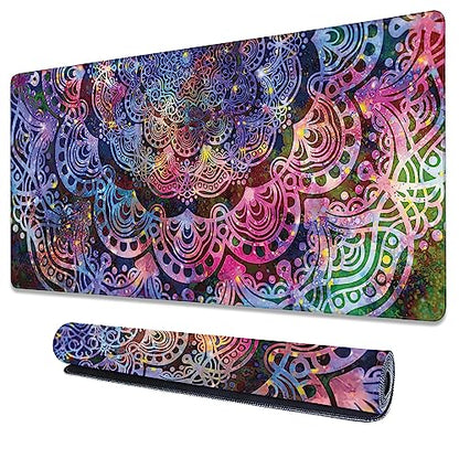 Large Mouse Pad Extended Gaming Desk Mat,Ancient Abstract Mandala Graphic Gaming Office Home Mousepad Keyboard Mouse Mat,Non-Slip Rubber Base 35.4x15.7 Inch Mousepads, U21KR-6M16-9R011 - color: Ancient Abstract Mandala Graphic