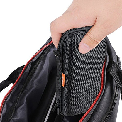 Hard EVA Protective Case, Portable Storage Bag with Mesh Pocket | Fits Power Bank, Hard Drive, Cell Phone, Charging Cable, External Battery, Travel Organizer, Zipper - color: Black, red and blue