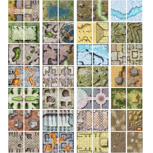 Loke Giant Book of Battle Mats Dragon Lairs & Dungeons, Ages 14+ | 1+ Players, Reusable, Marker-Friendly Encounter Maps for Tabletop Roleplaying with Miniatures, Tokens & 3D Scenery