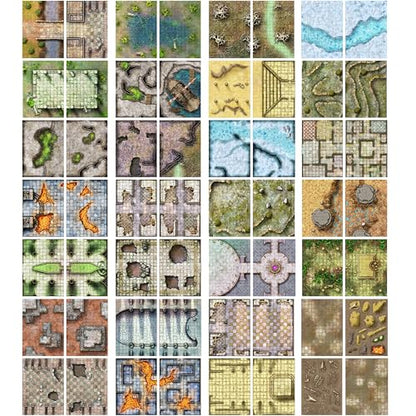 Loke Giant Book of Battle Mats Dragon Lairs & Dungeons, Ages 14+ | 1+ Players, Reusable, Marker-Friendly Encounter Maps for Tabletop Roleplaying with Miniatures, Tokens & 3D Scenery