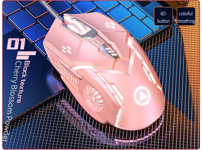 CHONCHOW Gaming Mouse - Wired, 6 Buttons, 4 Adjustable DPI Up to 3200 DPI, 7 Color LED Light, Used for Games and Office, Compatible with Computer/Laptop/Tablets (Pink) - color: Pink