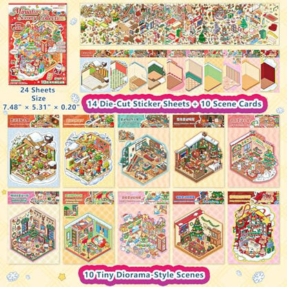 Sticker Book Collection, 10 Sets DIY 3D Sticker Scenes[Medium, Red] | Premium Reusable Craft Kit for Stress Relief, Mix & Match Creative Sets to Make Stickers for Gifts and Therapy - style: M Red Party