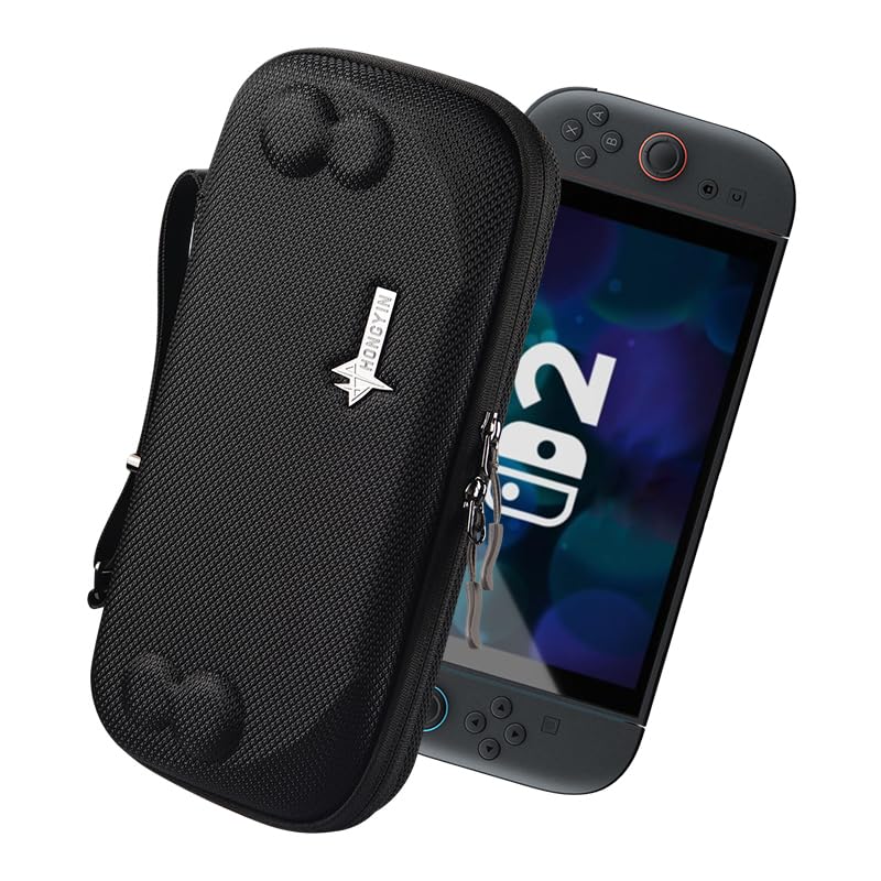 UYIYE Protective Carrying Case Compatible with Nintendo Switch 2 2025, Hard EVA Travel Case with Soft Lining, Anti-Shake Strap, Joystick Protection & 9 Game Card Slots for Switch 2 Console 7.9''-Black - color: NS2-black