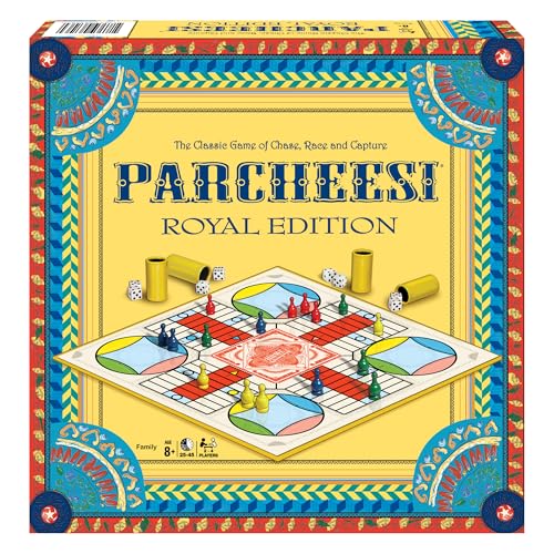 Parcheesi Royal Edition, with Charming Graphics, by Winning Moves Games USA | Classic Family Favorite, Fine Tokens and Dice Cups Included, 2-4 Players