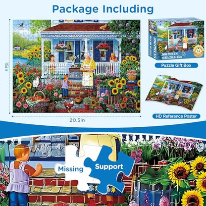 500 Pieces Garden Puzzle for Adults, Memaw's Helpers Jigsaw Puzzle, Beautiful Landscapes Puzzle for Adults Teens Seniors, Recycled Cardboard Puzzle with Letters on Back, Fun Family Game Birthday Gift - style: Memaw's Helpers