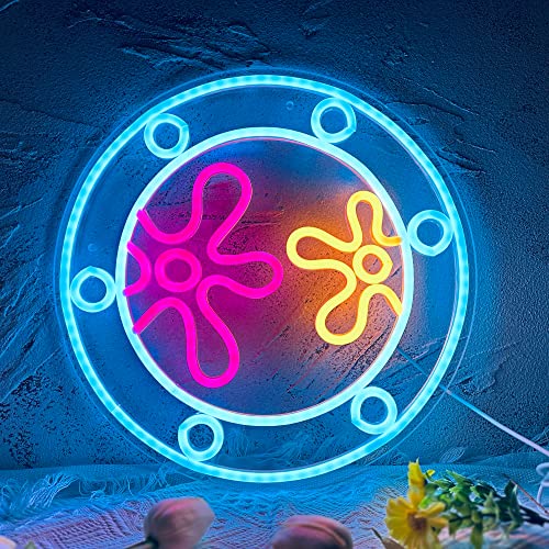 manimo Ocean World Porthole Neon Lights, LED Under Sea Porthole Neon Signs for Wall Decor,USB Night Light for Game Room Bedroom Birthday Wedding Party Gifts(13.3 * 13.3in) - style: Ocean World Porthole