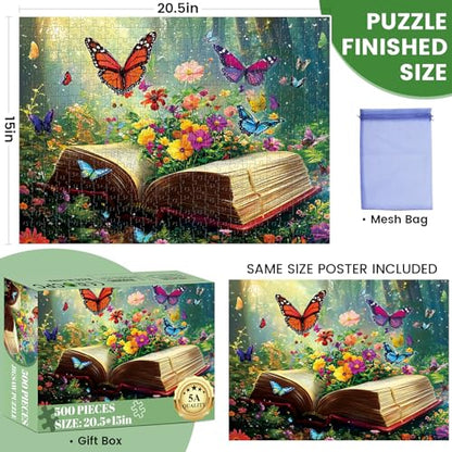 Jigsaw Puzzle 500 Pieces,Flowers Book 500 Piece Puzzles for Adults Seniors Recycled Cardboard Adult Jigsaw Puzzle 500 Piece Activities Great Gift for Friends 20.5 * 15 Inch - style: Books