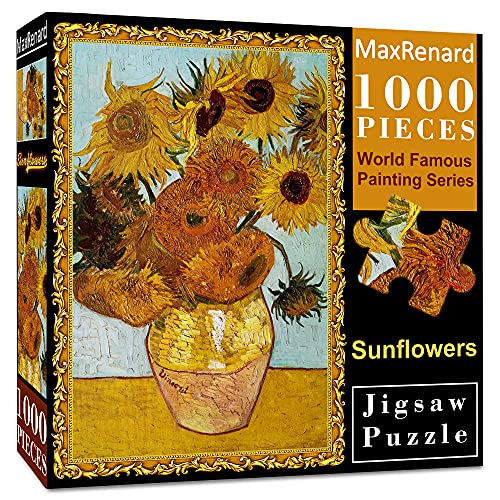 MaxRenard Game Jigsaw Puzzle 1000 Pieces and Up for Adult Toy Fine Art Collection Sunflowers by Vincent Willem Van Gogh - color: A008