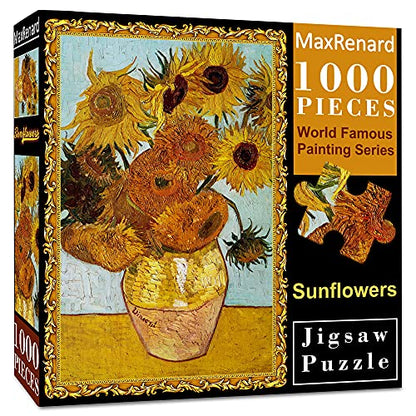 MaxRenard Game Jigsaw Puzzle 1000 Pieces and Up for Adult Toy Fine Art Collection Sunflowers by Vincent Willem Van Gogh - color: A008