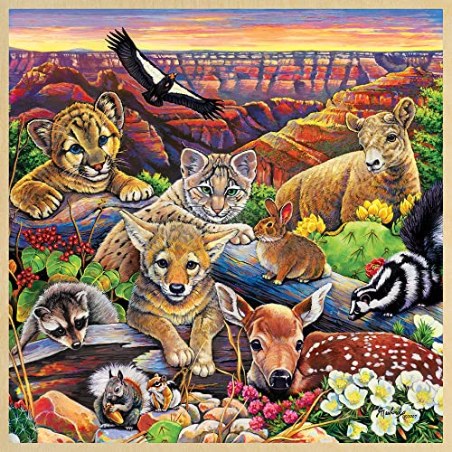 Masterpieces 48 Piece Fun Facts Jigsaw Puzzle for Kids - Jr Ranger Grand Canyon Wildlife Wood Puzzle - 12"x12" - style: Grand Canyon Wildlife