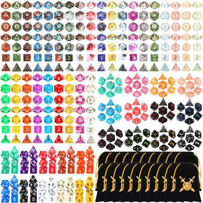 1505 Pcs Dice Sets Bulk with Drawstring Bag Polyhedral Dice Sets Multi Role Playing Table Game D4 D6 D8 D10 D% D12 D20 (Premium Style) - style: Premium Style