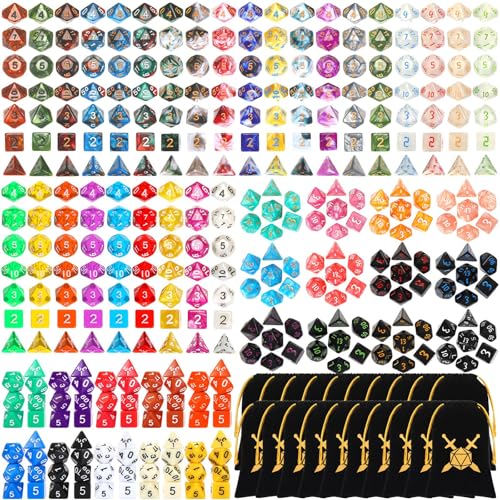 1505 Pcs Dice Sets Bulk with Drawstring Bag Polyhedral Dice Sets Multi Role Playing Table Game D4 D6 D8 D10 D% D12 D20 (Premium Style) - style: Premium Style