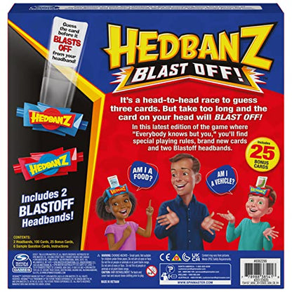 Spin Master Games Hedbanz Blast Off! Guessing Game with 25 Bonus Cards, Family Game Night for Kids and Families Ages 6 and up (Amazon Exclusive) - style: Hedbanz Blast Off, Includes 25 Bonus Cards