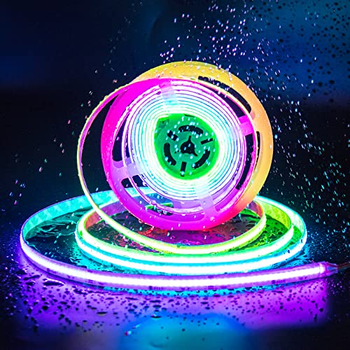 PAUTIX IP65 Waterproof RGB Smart IC COB LED Strip Light Addressable 32.8ft/10m,24V Color Flowing Strip Light Multicolor Flexible Tape Light for TV,Room,Party DIY Decoration(Without Controller&Adapter) - color: 32.8ft-IP65