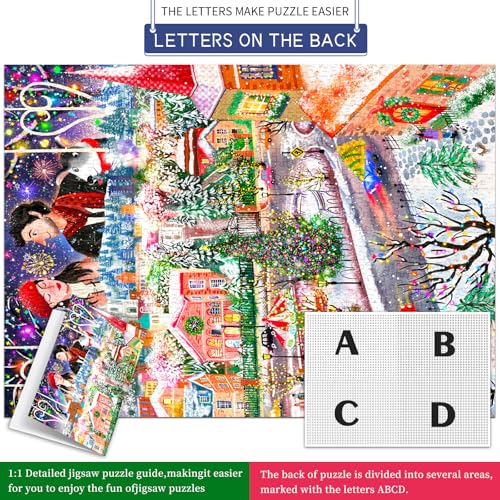 HUADADA Puzzles for Adults 1000 Pieces-Christmas Town | Eco matte oil print, eye strain relief, tight puzzle piece fit, vibrant colours,gifts for men women - color: Christmas Town