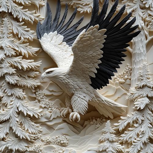 500 Piece Jigsaw Puzzle for Adults, Carved Eagle Design with White Forest Scene, 500 Pieces Eagle Puzzles Perfect for Family Games, Relaxing Entertainment & Home Decor - color: Art Eagle