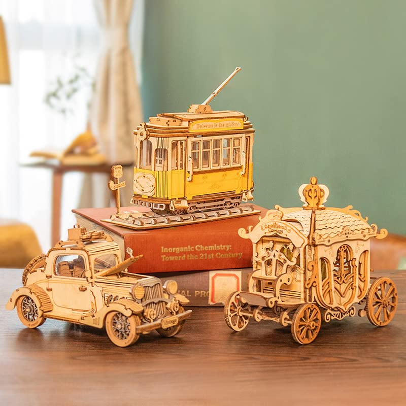 Rowood 3D Puzzles for Adults, Vintage Car Wooden Model Kits to Build, DIY Adult Craft Kit - style: Vintage Car