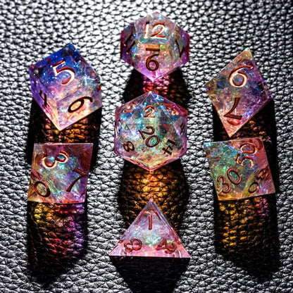 7PCS DND Dice Set,Transparent Sharp Edge Dice Set D&D RPG Polyhedral Die,for Dungeons and Dragons TTRPG Games Roleplaying Games Pathfinder,with Gift Box(Purple and Orange) - color: Purple and Orange