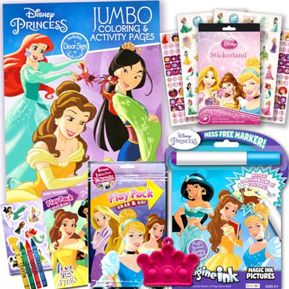 Disney Princess Coloring Book and Sticker Activity Set for Kids - Bundle with Princess Books, Princess Imagine Ink, Stickers, and More – Featuring Cinderella, Rapunzel, Ariel, Belle and More
