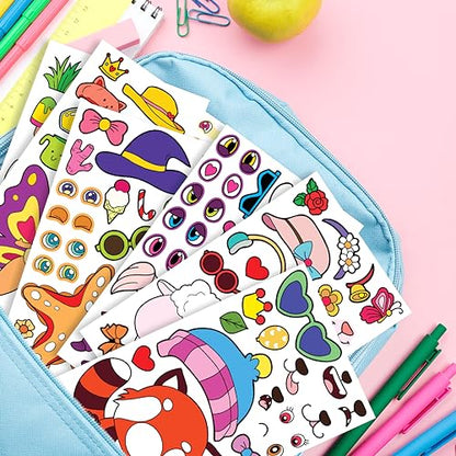 15 Sheets Make Your Own Animal Stickers for Kids Girls Boys Toddlers Face Decal Set Large Print Custom Waterproof Decals Party Favor Pack Craft Sticker Books Supplies Decoration