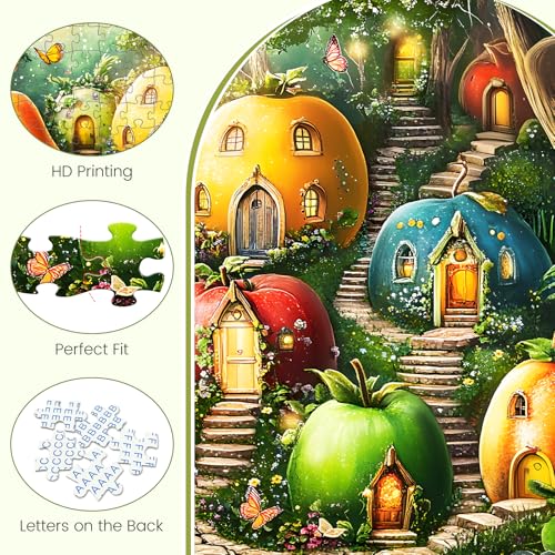 300 Piece Puzzles for Adults, Whimsical Fruit Houses Puzzles, Vibrant Garden Fantasy Art 300 Piece Jigsaw Puzzle, Ideal Home Decor Gift for Adults Kids Seniors, 20.5×15 in | Vibrant Garden Fantasy Art 300 Piece Jigsaw Puzzle, Ideal Home Decor Gift for Adu
