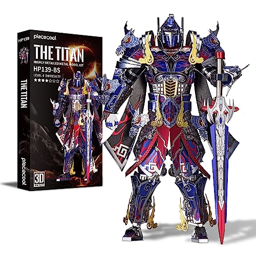 Piececool 3D Metal Puzzles with DIY Tools - The Titan Figure Mecha Model Building Kits for Adults, DIY Metal Crafts Kits Brain Teaser Puzzle Birthday Gifts - color: Titan&tools