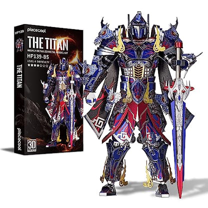 Piececool 3D Metal Puzzles with DIY Tools - The Titan Figure Mecha Model Building Kits for Adults, DIY Metal Crafts Kits Brain Teaser Puzzle Birthday Gifts - color: Titan&tools