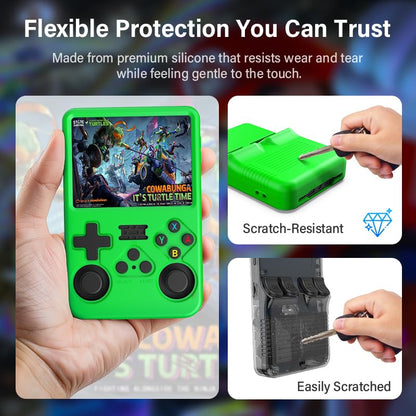 Silicone Case for R36S Handheld Game Console Protective Case with Lanyard Button Cover Accessory for Gift (Green) - color: green