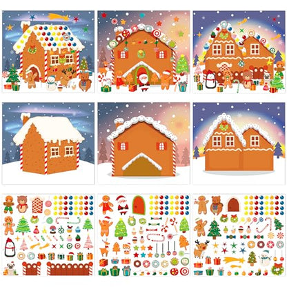 48PCS Make A Gingerbread House Stickers, Christmas Crafts for Kids Toddlers, Gingerbread House Craft Stickers, Christmas Activities Games for Kids Party Favors, 24 Finished Products - style: Gingerbread House 48 Sheets