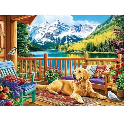 Puzzles for Adults 500 Pieces, Jigsaw Puzzles 500 Pieces Dog Mountain Jigsaw Puzzle Adult Puzzles Recycled Cardboard Puzzle Game Activity Nights Birthday Gift Toy 20.5x15 inch - style: Dog