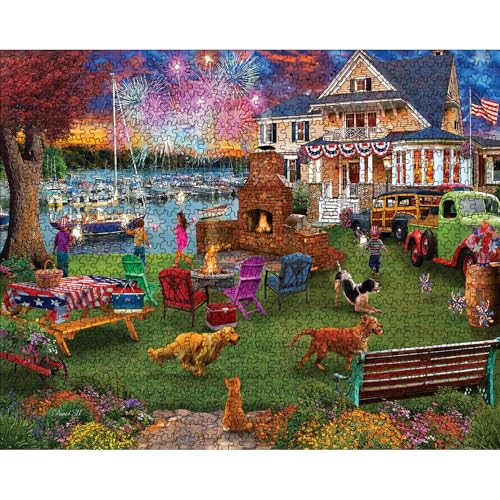 White Mountain 1000 Piece Jigsaw Puzzle Patriotic Summer, 4th of July | Large Pieces, Gift for Adults and Family, 24"x30" in, Celebration