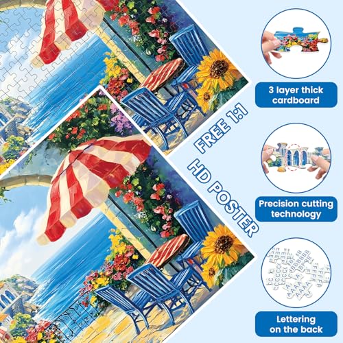 300 Pieces Jigsaw Puzzles for Adults, Seaside Flowers Puzzle for Adults Children Seniors, Oil Painting Style Puzzle 300 Pieces, Gift for Birthday, Home Decor, Fun for Family Entertainment(20.5*15 In) - style: Seaside Flowers