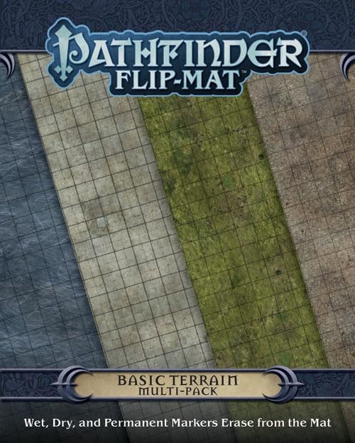Pathfinder Flip-Mat: Basic Terrain Multi-Pack - 4 Double-Sided Gaming Mats for RPG Tabletop Games - Grassland, Stone, Street & Water Terrain