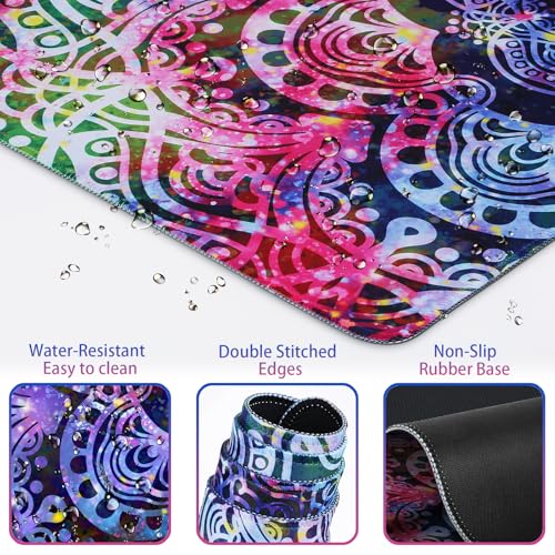Mouse Pad with Wrist Rest, 4-in-1 Large Mousepad+Keyboard Wrist Rest+Mouse Pad Wrist Support+Cup Pad Set,Ergonomic Anti-Slip,Memory Foam Desk Mat for Home Office Gaming(35.4×15.7in) - color: Purple Mandala