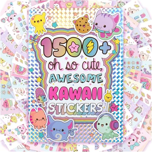 Horizon Group USA Sticker Book with Large and Small Sizes, Kids Stationary for Water Bottle, Notebooks, and Party Favors, Just My Style Kawaii - color: Just My Style Kawaii