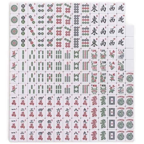 YMI Indigo Tides American Mahjong Tiles, 166-Piece Set | 166 engraved white melamine tiles, striped backs; a tiles-only American Mahjong set for players who already own accessories. - color: Indigo Tides