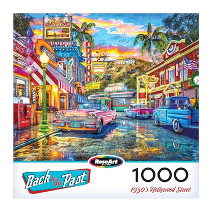 RoseArt - Back to The Past - 1950'S Hollywood Street - 1000 Piece Jigsaw Puzzle for Adults - style: 1950s Hollywood Street