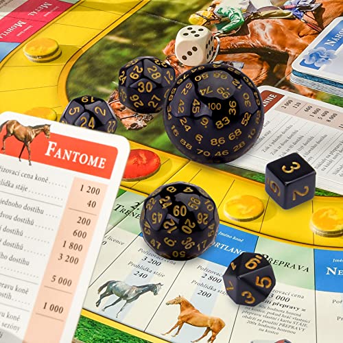 AUSTOR 15 Pieces Complete Polyhedral Dice Set D3-D100 Game Dice Set with a Leather Drawstring Storage Bag for Role Playing Table Games(Black & Yellow) - color: Black & Yellow