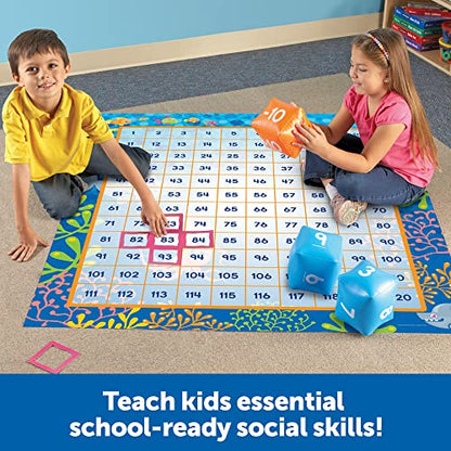 Learning Resources Make a Splash 120 Mat Floor Game - Math Manipulatives, Addition and Subtraction Board Games , Classroom Must Haves, Homeschool Supplies, Montessori Gifts for Boys and Girls