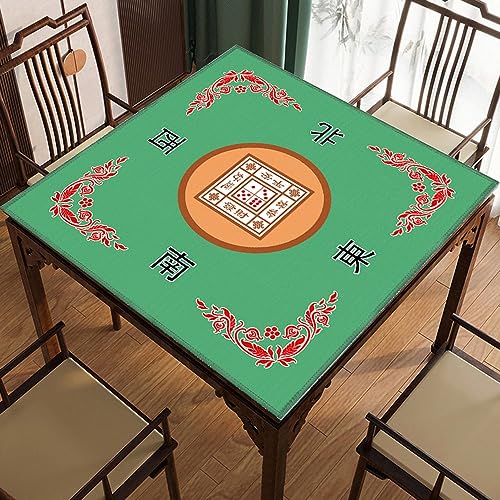 Mahjong Mat, Mahjong Table Mat for Tile Game, 31.5 in x 31.5 in Anti Slip and Noise Reduction Table Cover for Poker Card Board and Dominoes(Green) - color: C-green