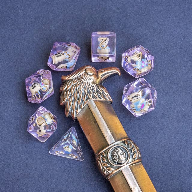 Sage's Portal Animal Familiars Resin DND Dice Set Polyhedral Dice Set for Dungeons and Dragons RPG Pathfinder Tabletop TTRPG (Teddy Bear) - color: Teddy Bear, style: Dice Set Only