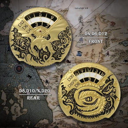 Dragon Roulette Spinner Dice DNDND 7-in-1 Fidget Spinner Metal DND Dice Set with Luxurious Gift Box for Dungeons and Dragon and Tabletop Game (Gold with Black) - color: Dragon Gold