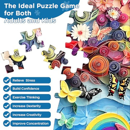 Jigsaw Puzzles 300 Pieces for Adults,Butterfly Puzzle 300 Piece Puzzle | Recycled Cardboard Puzzles for Adults Kids,Tree Jigsaw Puzzle Games Family Activity Great Gift - style: Butterfly Tree
